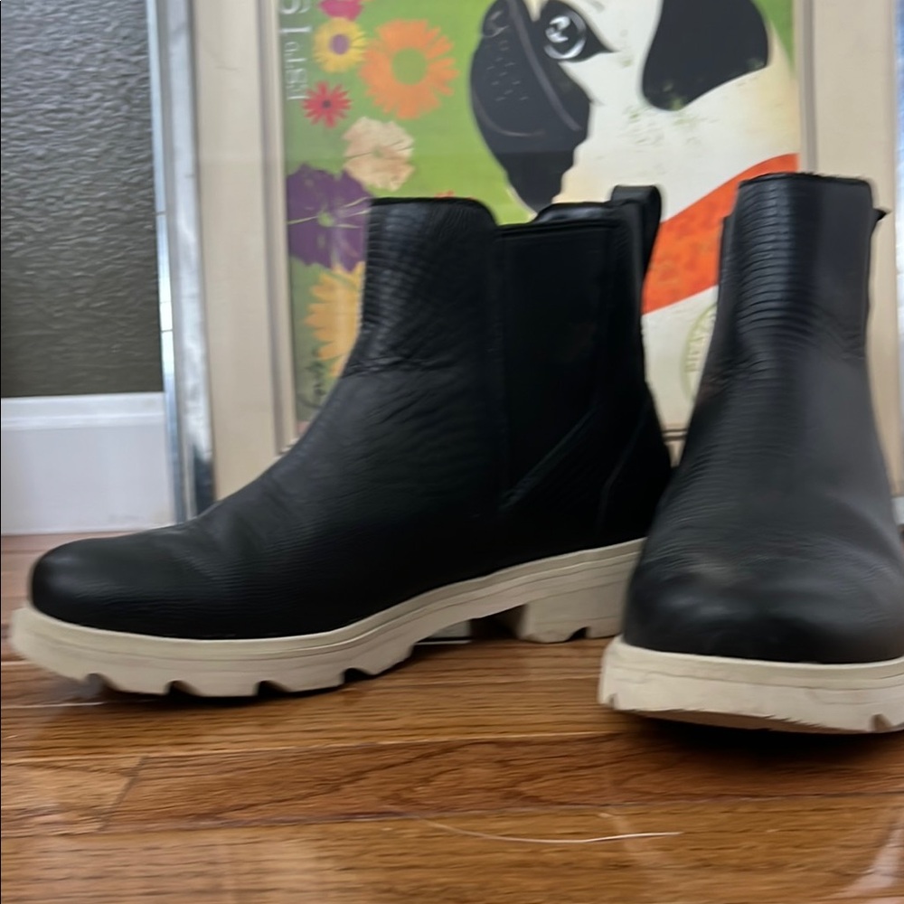 Black Ankle Boots with White Soles
